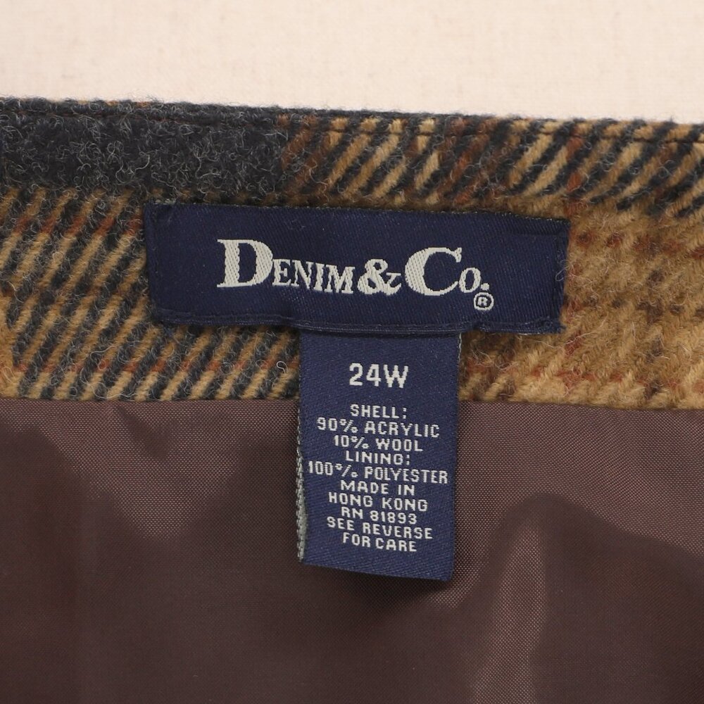 NWT DENIM&CO. Vintage Plaid Fringe Trim Wrap Midi Skirt Wool Blend Size 24W - Picture 8 of 8